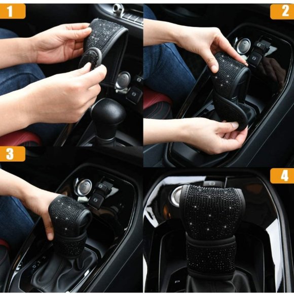 4PC Bling Rhinestone Universal Interior Accessory Set - Picture 7 of 7